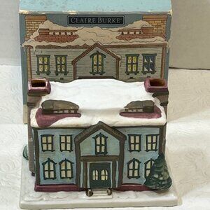 VTG Claire Burke Christmas Memories Porcelain Incense House 1990 Winter Snow